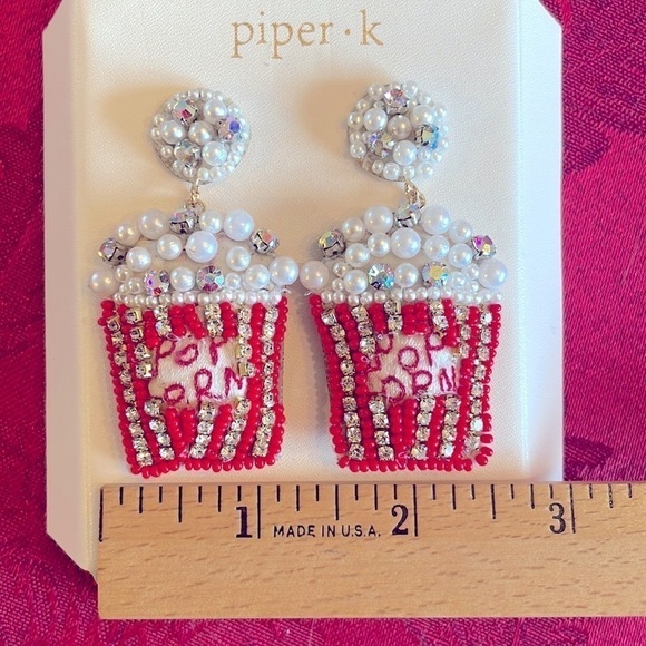 Brand New Piper K Hand Beaded Movie Popcorn Drop Earrings - Picture 6 of 11